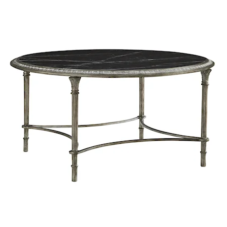 Metal Cocktail Table with St. Laurent Marble Top